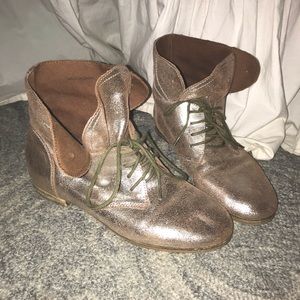 Golden Ankle Lace-up Booties